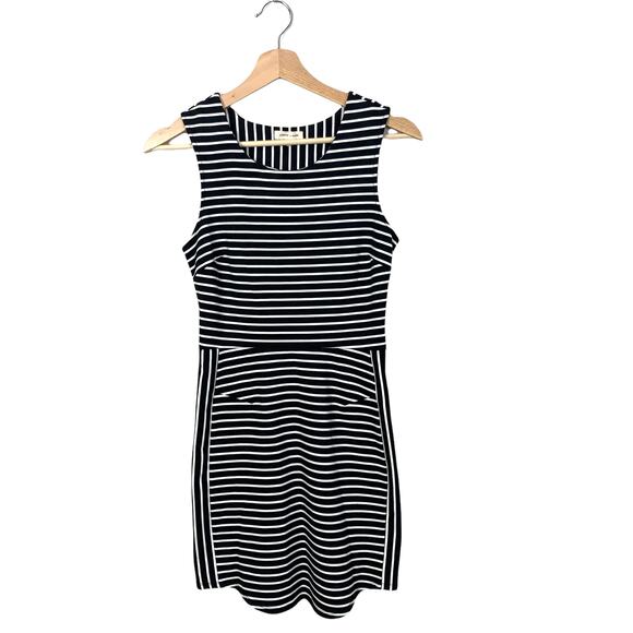 Urban Outfitters UO Silence & Noise Black White Stripe Ponte Knit Sheath Dress S - Picture 2 of 10